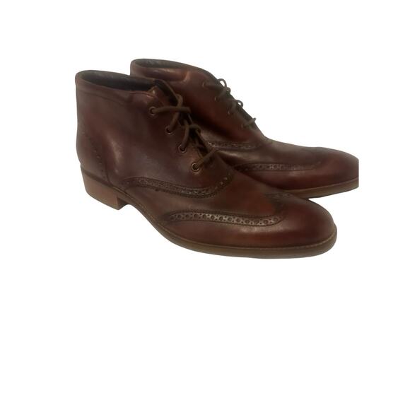 Cole Haan Liam Chukka II Wingtip Oxford Leather Boots Brown Brogue Ankle Men 10M